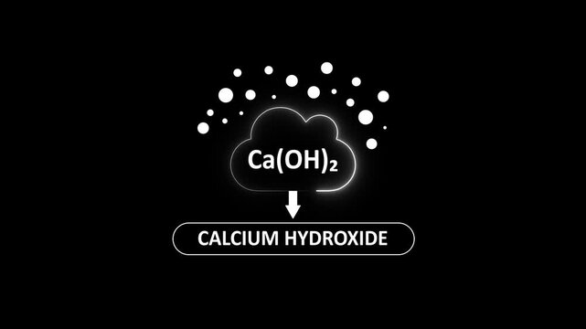 Calcium hydroxide chemical formula animation: ca(oh)2 molecular structure and scientific process