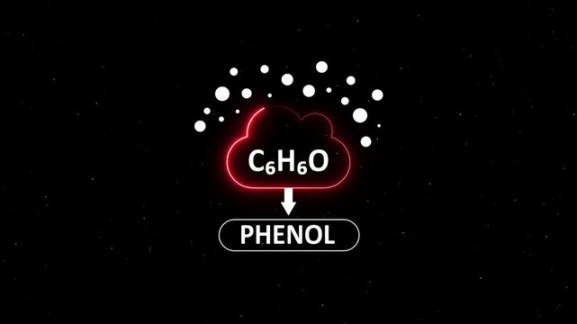 Phenol chemical formula c6 h6 o molecular structure animation for science education