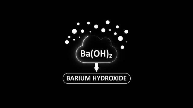 Barium hydroxide chemical formula animation with molecular structure concept ba(oh)2