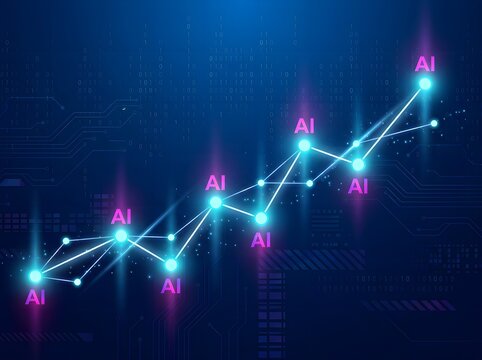 Abstract digital background with ai growth chart