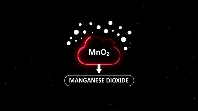 Manganese dioxide mn o2 chemical compound animated diagram for science education and chemistry research