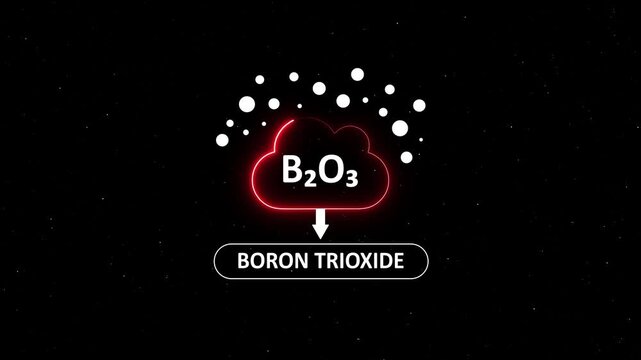 Boron trioxide b2 o3 chemical formula animation: scientific educational motion for chemistry and industrial research