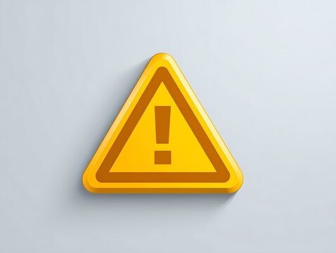 Bright yellow triangular warning exclamation mark sign