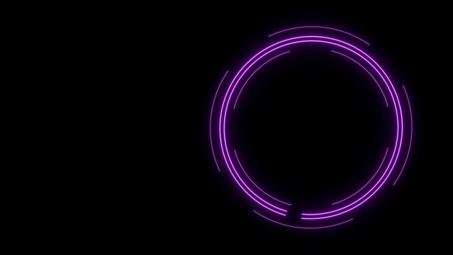 Futuristic hud element, digital interface and technology concept, glowing purple neon circle on a dark background, technology and innovation