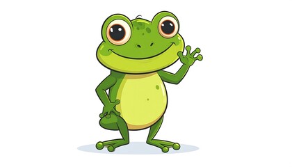 Fototapeta premium Cartoon green dinosaur character standing upright.