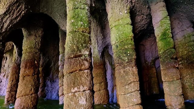 Close up view reveals the unique formations of the famous Crowley Lake Stone Columns