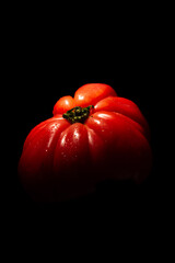 red tomato on black background © David