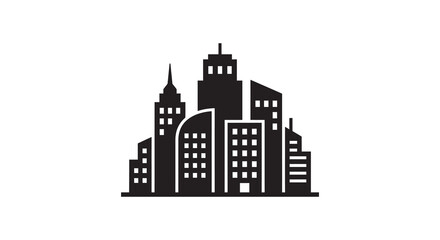 Obraz premium Cityscape Silhouette Against White Background Modern Architectural Forms Silhouette