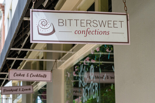 New Orleans, LA, USA - June 20, 2026: Closeup of Sign for Bittersweet Confections Cafe and Bakery on Magazine Street in the Central Business District