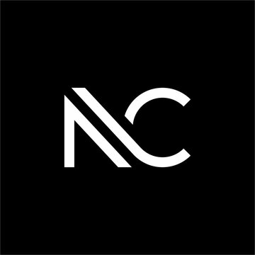 Futuristic modern NC or CN monogram logo merging sleek diagonal N lines with elegant C curves. Unique mark ideal for tech startups, architecture, software engineering, and corporate identity.