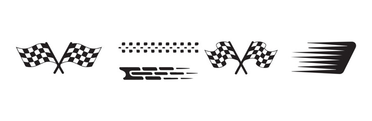 Fototapeta premium Automotive racing decals with speed effect and flag symbols.