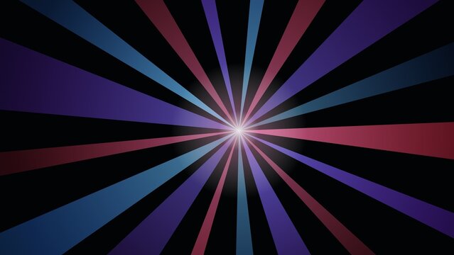Abstract Sunburst Background with Radiant Blue and Red Light Rays Emanating from Center Point