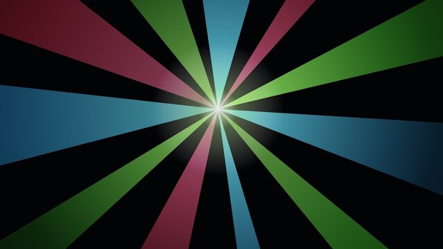 Abstract Sunburst Background with Radial Colorful Rays and Central Glowing Light Effect