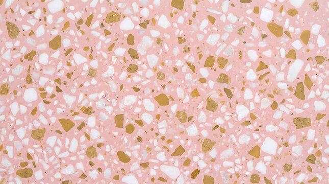 Pastel pink terrazzo stone pattern with white and ochre speckles