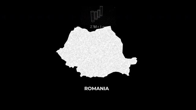 Romania technology map with animated charts, graphs, statistics, and analytics showcasing economy, infrastructure, innovation, population, trade, energy, and national development