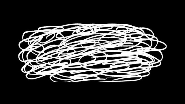 White, hand, drawn, messy, scribble, animation, Alpha channel, confusion, chaos, concept, mental, health, anxiety, symbol, isolated, motion, graphic, tangled, thoughts, doodle, sketch.
