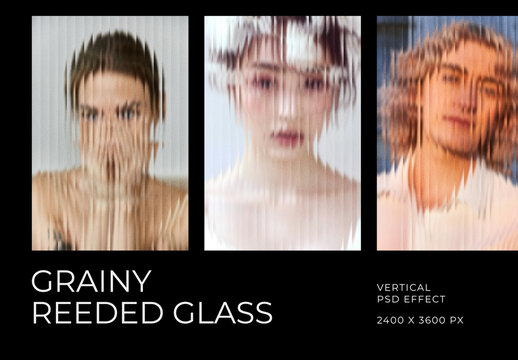 Reeded Glass Vertical Image Effect Mockup