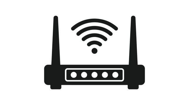Wireless internet router icon showing strong signal connectivity for home networking hardware and digital data systems