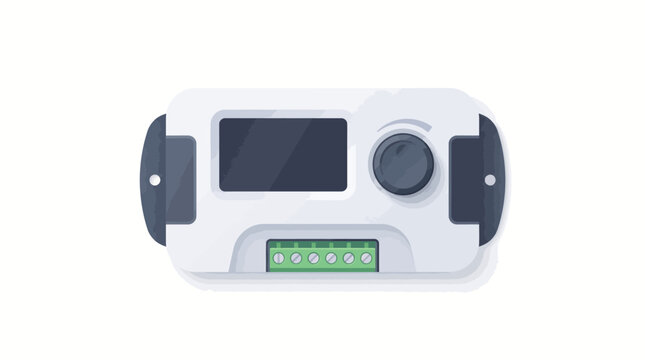 Modern digital control panel device with LCD screen and rotary encoder for automation and smart home applications