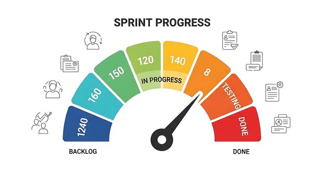 Agile sprint progress tracking dashboard with charts.