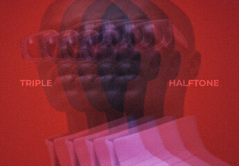 Triple Halftone Image Effect Mockup
