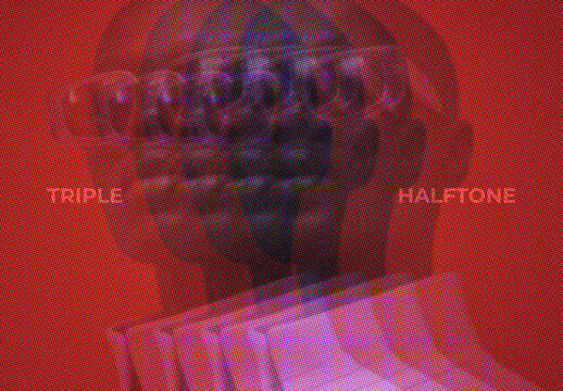 Triple Halftone Image Effect Mockup