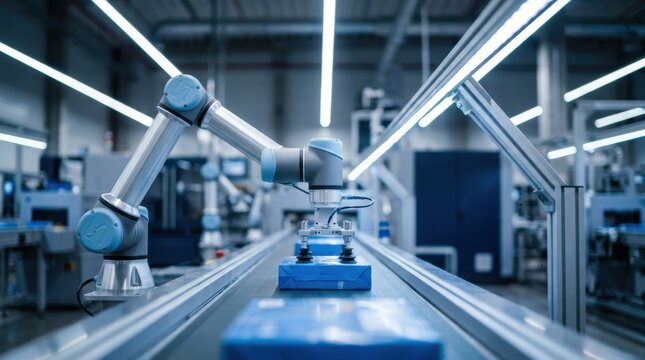 Automated Distribution: Robotic logistics system sorting packages automatically 