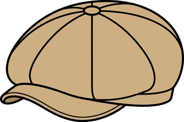 Fototapeta premium Vintage flat cap illustration in a classic brown color with detailed stitching and traditional design isolated on white background for retro fashion and timeless style
