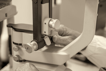 Naklejka premium Advanced ophthalmic examination performed by