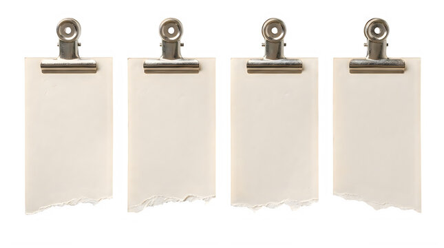 Four blank paper sheets held by metal clips for notes and reminders