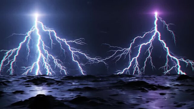 Glitch Art Data Corruption Lightning Bolts with Digital Artifacts and Rgb Channel Separation