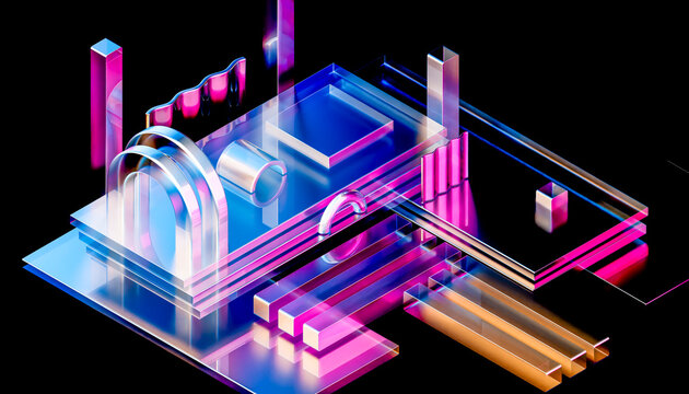 3D Neon Circuit Platform