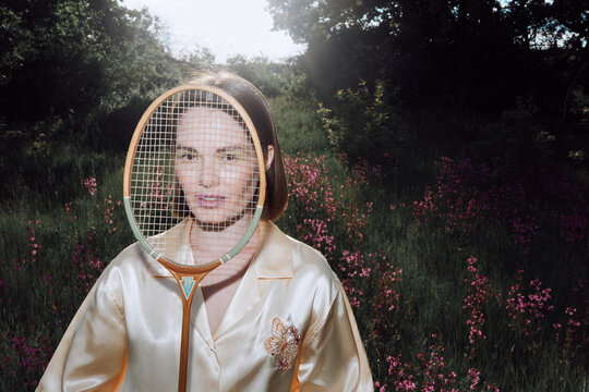 Portrait Woman with Tennis Racket 