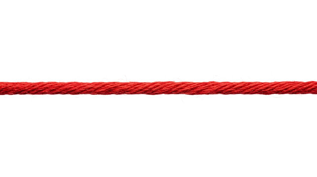 Single red rope strand isolated on transparent background