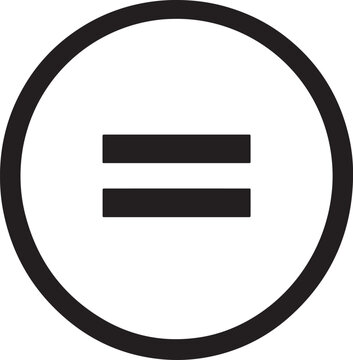 A simple black and white equal sign icon isolated on a clean white background for digital design