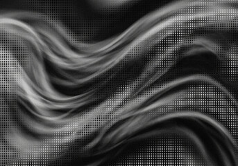 Fototapeta premium Abstract black and white halftone background. Wavy monochrome texture with digital pattern.