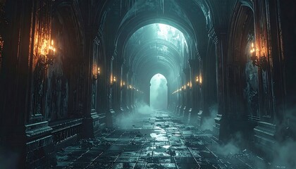 Fototapeta premium Gothic Castle Corridor.