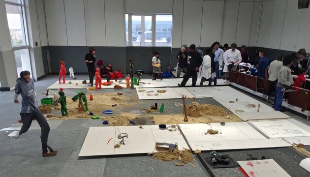 Large Indoor Model Landscape Display Viewed by Visitors in Exhibition Hall
