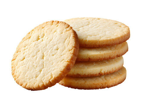 Stack of classic sugar cookies with crisp golden edges, buttery texture, and a soft crumb, isolated on a white background.