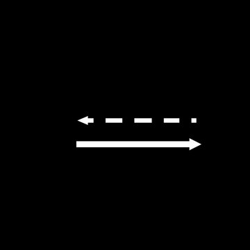 Two white horizontal arrows symbol opposite on a black background, representing the concept of exchange, alternative , or data transfer.