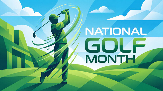 National Golf Month stylish golfer swing vector sports background