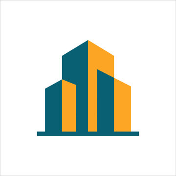 Minimalist Real Estate Building Logo and Cityscape Icon