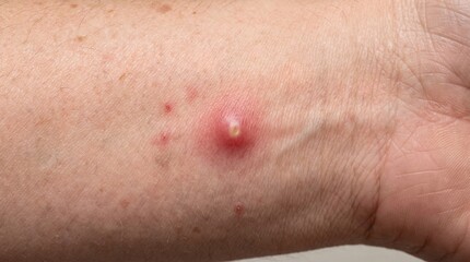 Fototapeta premium Furunculosis Bacterial Boil Skin Infection Realistic Clinical Dermatology Close Up Photograph