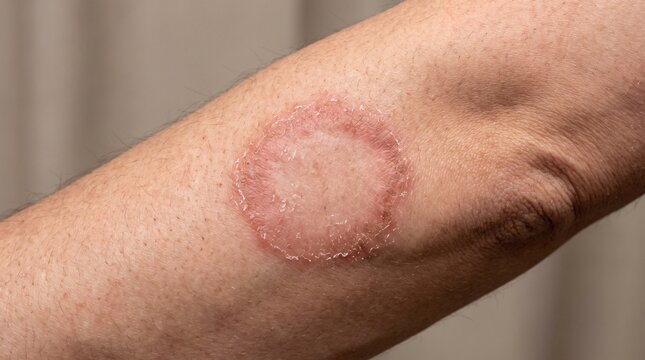 Tinea Corporis Ringworm Fungal Skin Infection Realistic Clinical Dermatology Close Up Photograph