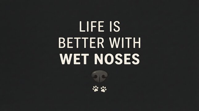 Life is better with wet noses quote with dog nose and paw print icons.