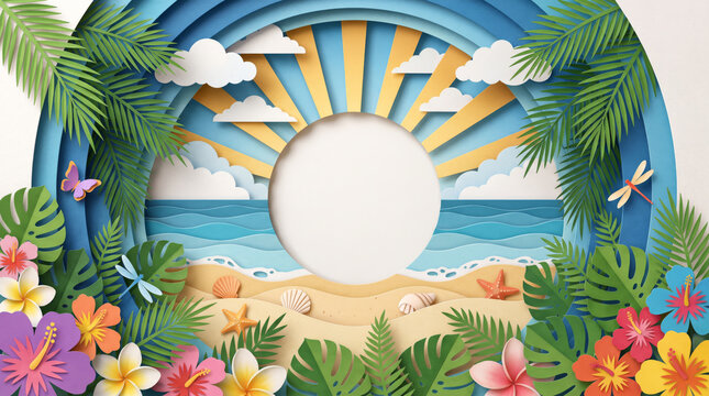 Paper cut summer backrground