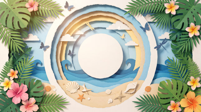 Paper cut summer backrground