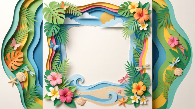 Paper cut summer backrground