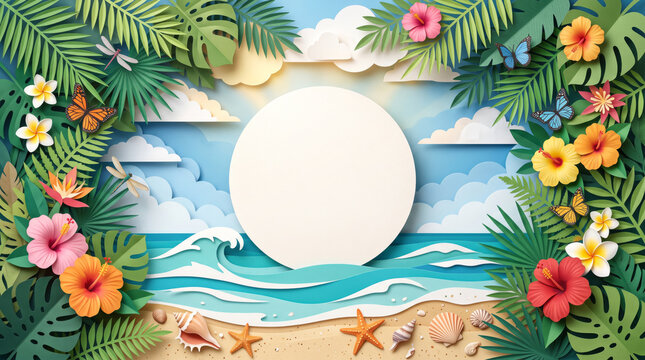 Paper cut summer backrground