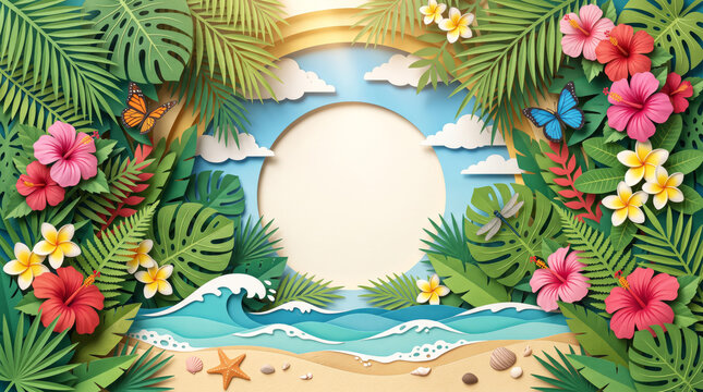Paper cut summer backrground